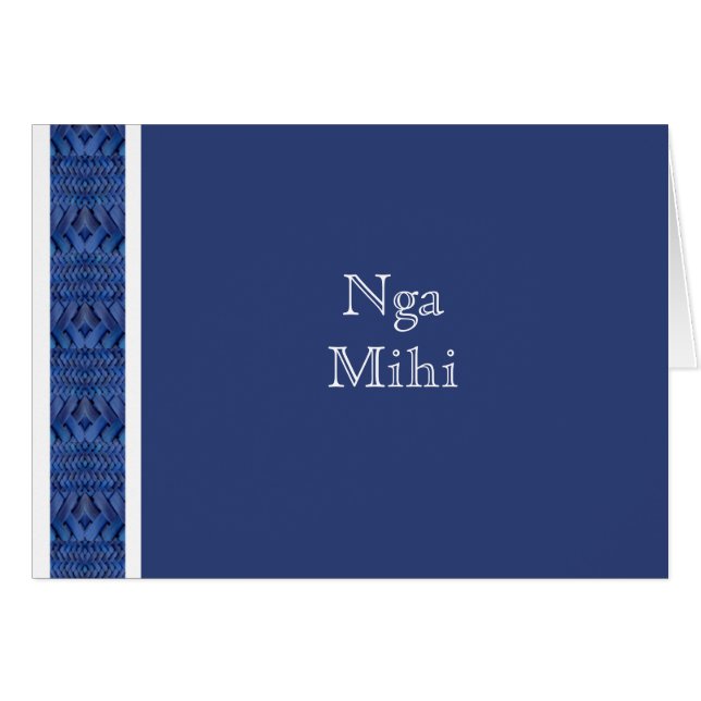 MAORI CARD:  Blue Nga Mihi Card (Front Horizontal)