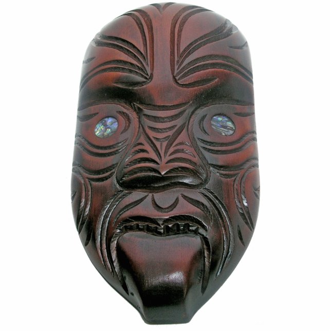 Maori Carved Mask Photo Sculpture Decoration (Front)