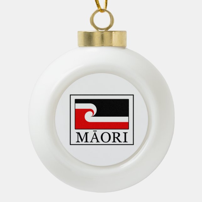 Maori Ceramic Ball Christmas Ornament (Front)