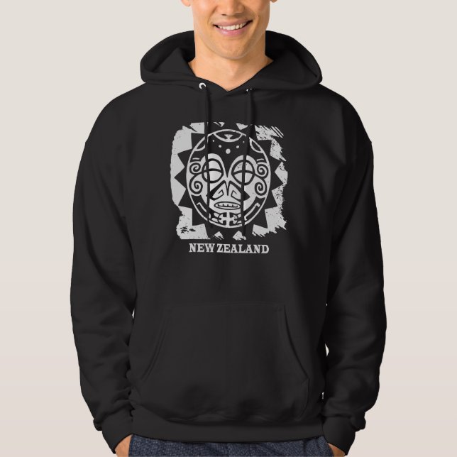 Maori Culture Mask Symbol Haka New Zealand Hoodie (Front)