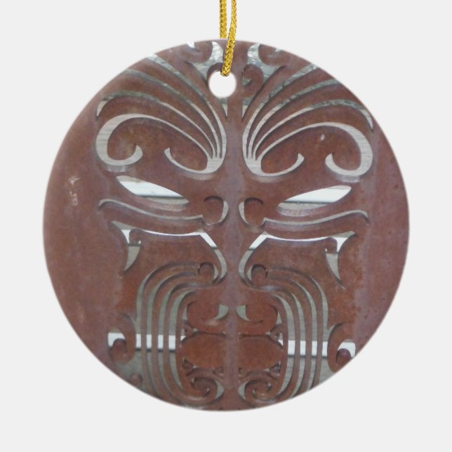 maori designs 4 ceramic tree decoration (Front)