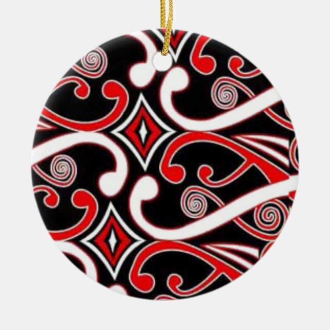 maori designs ceramic tree decoration (Front)