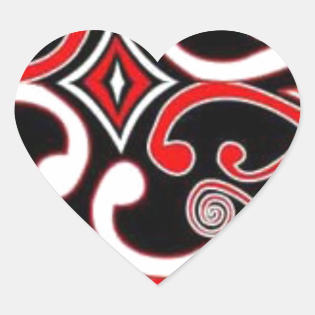 maori designs heart sticker (Front)