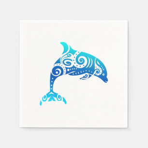 Maori Dolphin Polynesian Tribal Tattoo Gift Idea Napkin