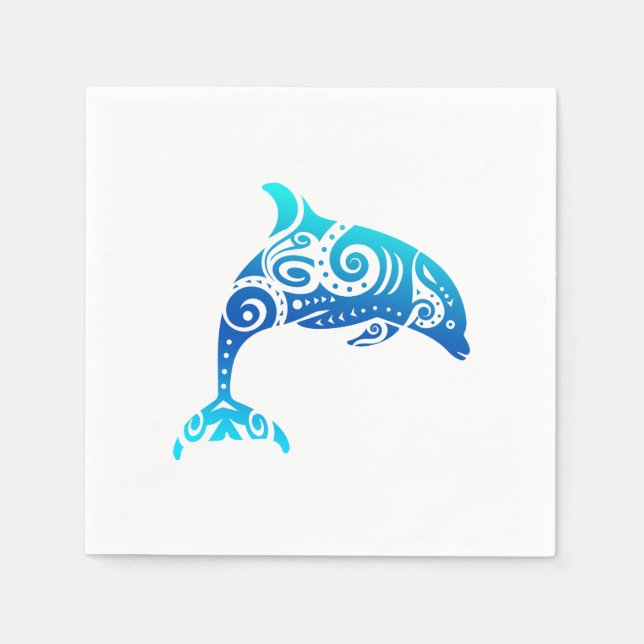 Maori Dolphin Polynesian Tribal Tattoo Gift Idea Napkin (Front)