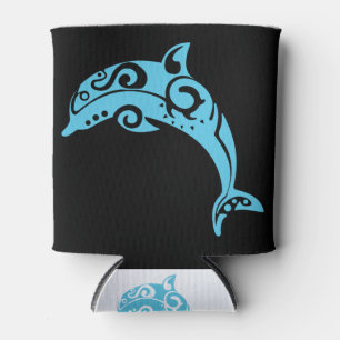 Maori Dolphin Tribal Tattoo Blue - Gift Idea Can Cooler