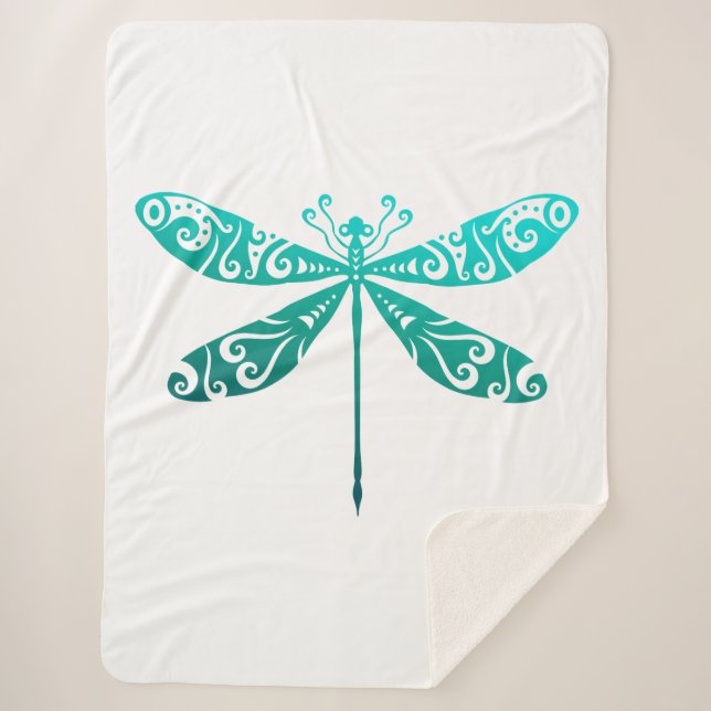 Maori Dragonfly Polynesian Tribal Tattoo Gift Idea Sherpa Blanket (Front)