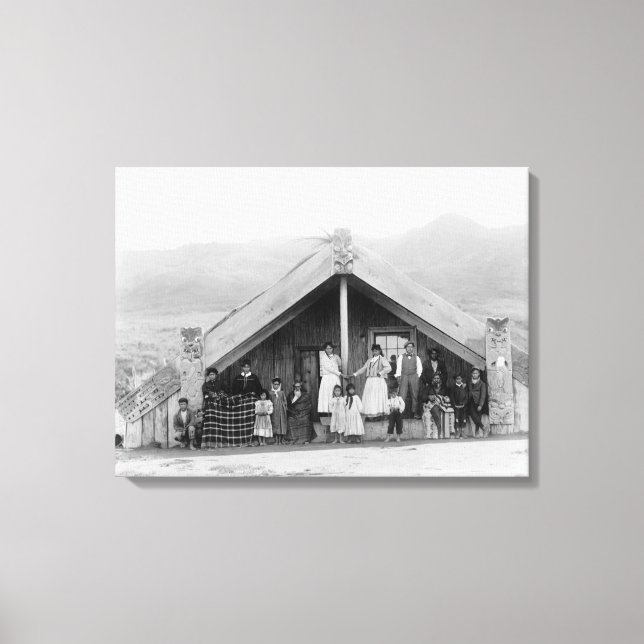 Maori Family at Home PhotographNew Zealand Canvas Print (Front)