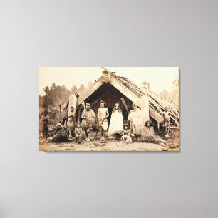 Maori Family, New Zealand, c.1880s (albumen print) Canvas Print