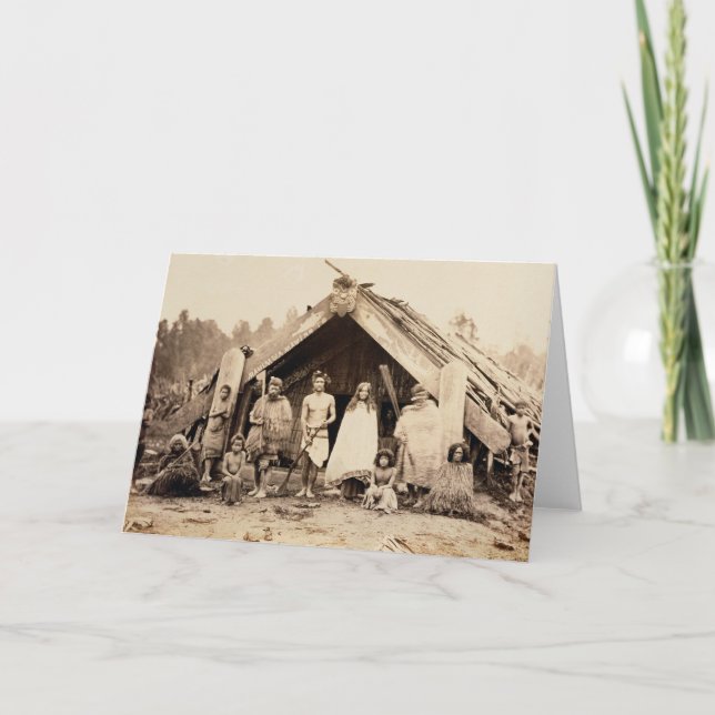 Maori Family, New Zealand, c.1880s (albumen print) Card (Front)
