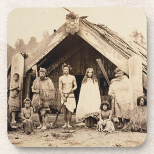 Maori Family, New Zealand, c.1880s (albumen print) Coaster