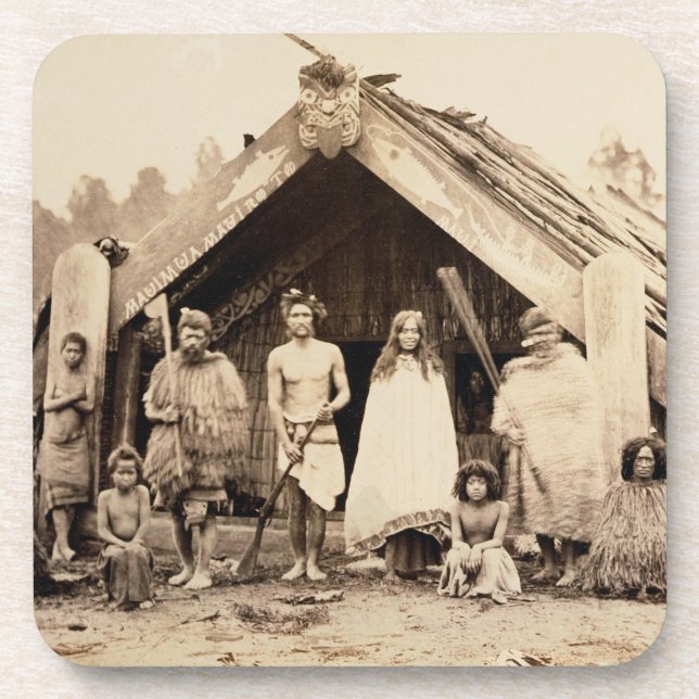 Maori Family, New Zealand, c.1880s (albumen print) Coaster (Front)