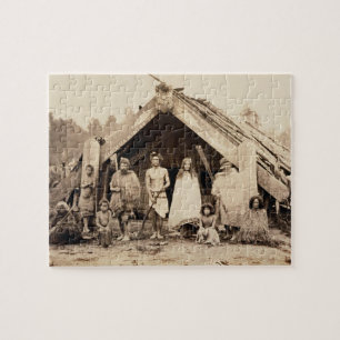 Maori Family, New Zealand, c.1880s (albumen print) Jigsaw Puzzle