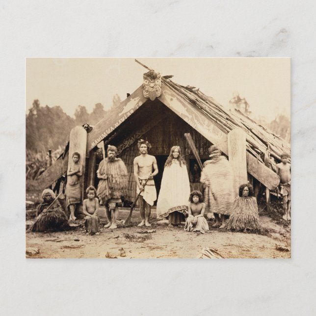 Maori Family, New Zealand, c.1880s (albumen print) Postcard (Front)