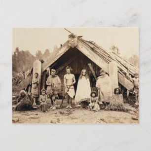 Maori Family, New Zealand, c.1880s (albumen print) Postcard