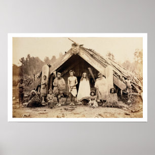 Maori Family, New Zealand, c.1880s (albumen print) Poster