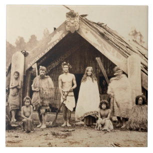 Maori Family, New Zealand, c.1880s (albumen print) Tile