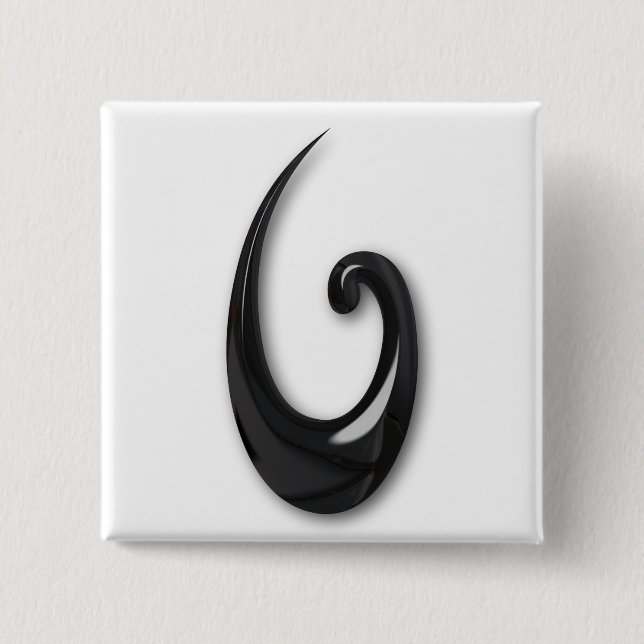 Maori-Fish Hook-obsidian 15 Cm Square Badge (Front)