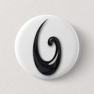 Maori-Fish Hook-obsidian 6 Cm Round Badge
