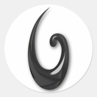 Maori-Fish Hook-obsidian Classic Round Sticker