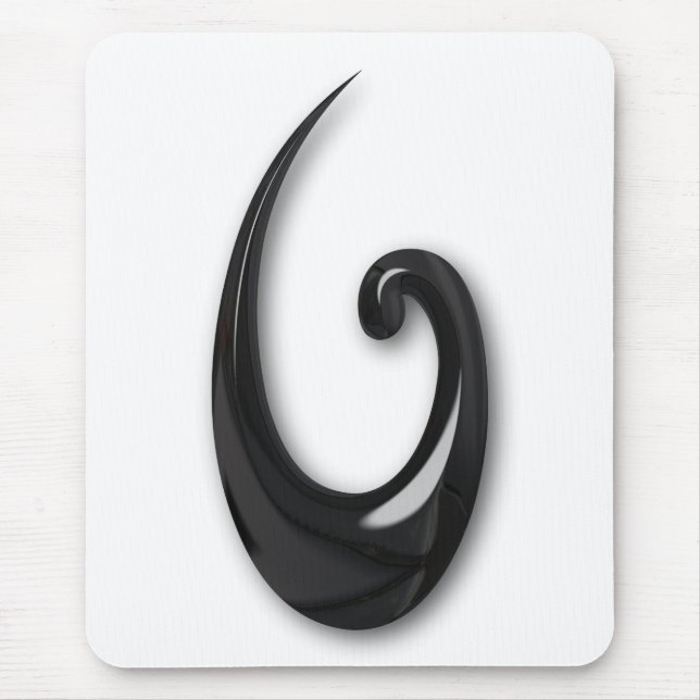 Maori-Fish Hook-obsidian Mouse Mat (Front)