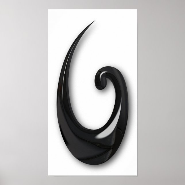 Maori-Fish Hook-obsidian Poster (Front)