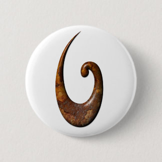 Maori Fish Hook - Rust 6 Cm Round Badge