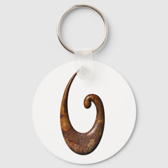 Maori Fish Hook - Rust Key Ring (Front)