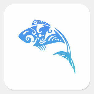 Maori Fish Tribal Tattoo - Gift Idea Square Sticker