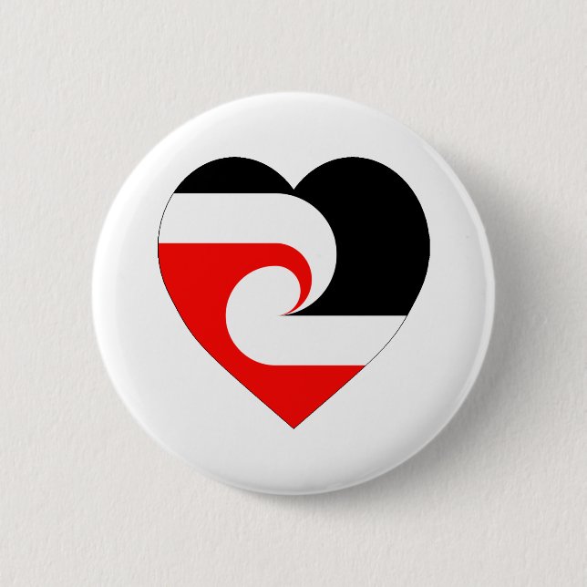 Maori Flag Heart 6 Cm Round Badge (Front)