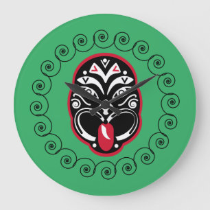 Maori Haka   New Zealand   Native Art   Decor Large Clock