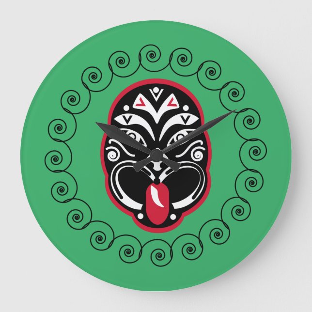 Maori Haka | New Zealand | Native Art | Decor Large Clock (Front)