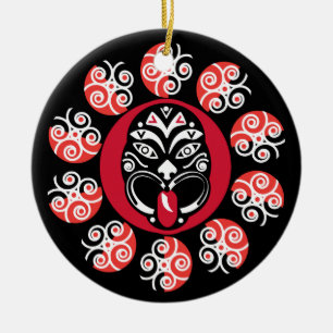 Maori Haka   New Zealand   Native Art   Decor Tabl Ceramic Tree Decoration