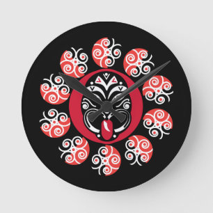 Maori Haka New Zealand Native Art Decor Tabl Round Clock