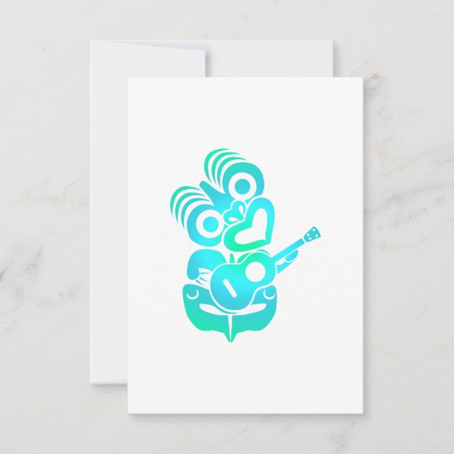 Maori Hei Tiki Ukulele Music - Gift Idea Thank You Card (Front)