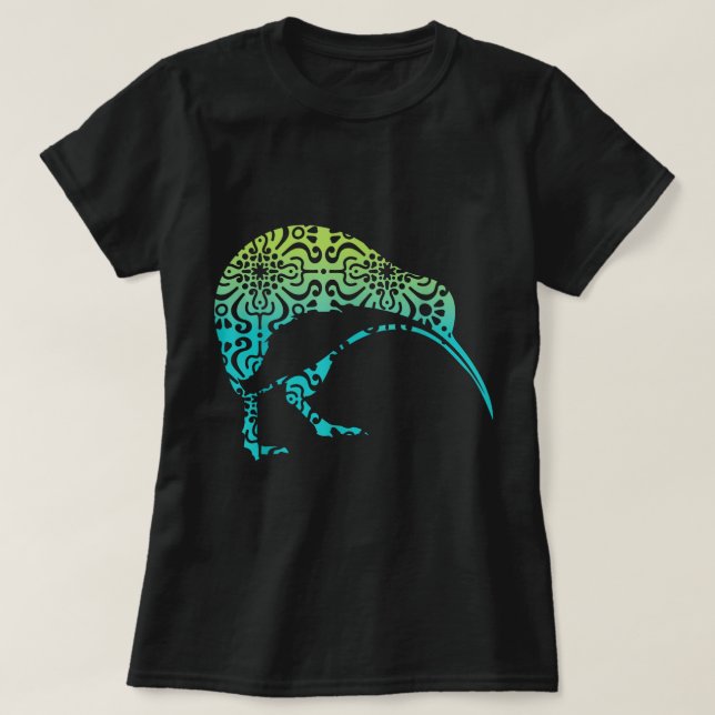 Maori Kiwi Tribal Aboriginal New Zealand Bird Art  T-Shirt (Design Front)