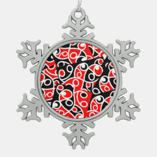 Maori Kowhaiwhai Layered Pattern Snowflake Pewter Christmas Ornament