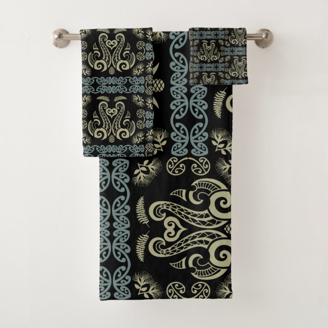 Māori New Zealand Art Bath Towel Set (Insitu)