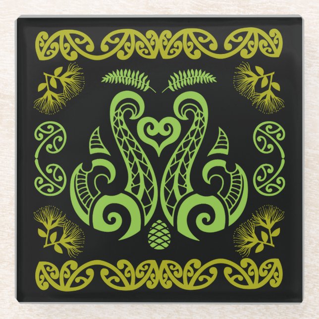 Māori New Zealand Art Glass Coaster (Front)