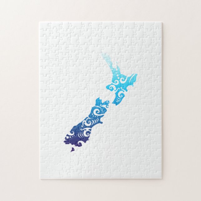 Maori New Zealand Map Tribal Tattoo Gift Idea Jigsaw Puzzle (Vertical)