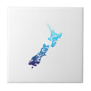 Maori New Zealand Map Tribal Tattoo Gift Idea Tile