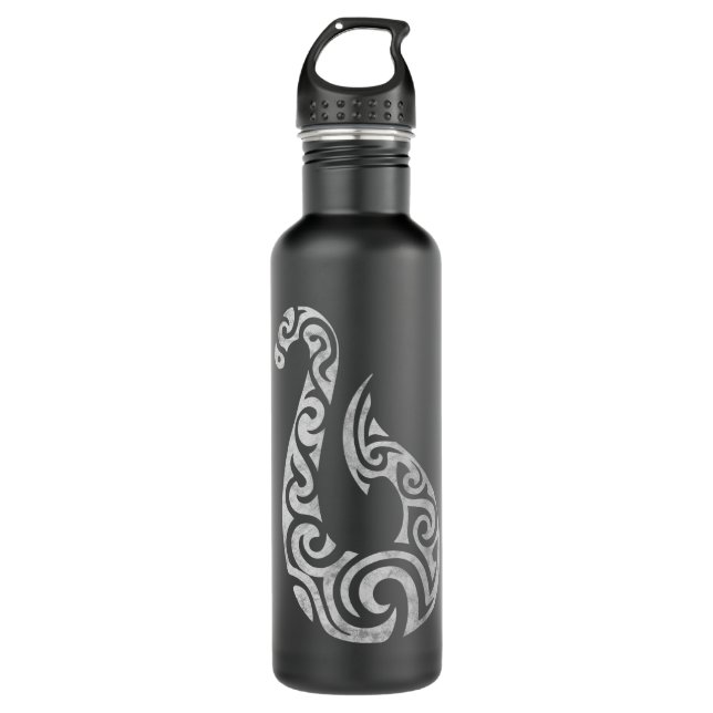 Maori New Zealand Polynesian Fish Hook Charm Gift  710 Ml Water Bottle (Front)