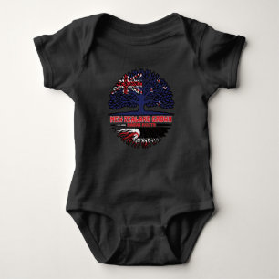 Maori New Zealander New Zealand Tree Roots Flag Baby Bodysuit