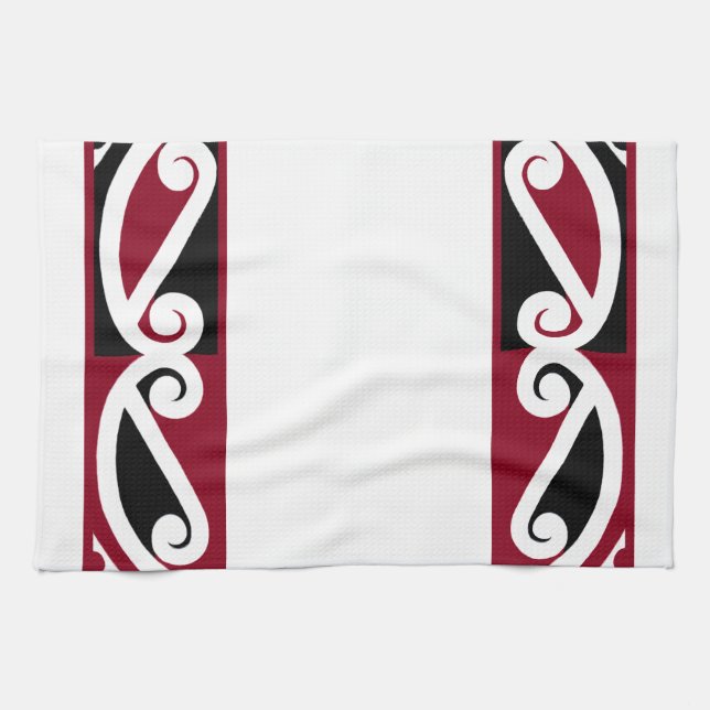 Maori Pattern Koru Tea Towel (Horizontal)