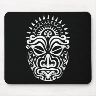 Maori Polynesian Tattoo Haka Dance Face Mask Head Mouse Mat