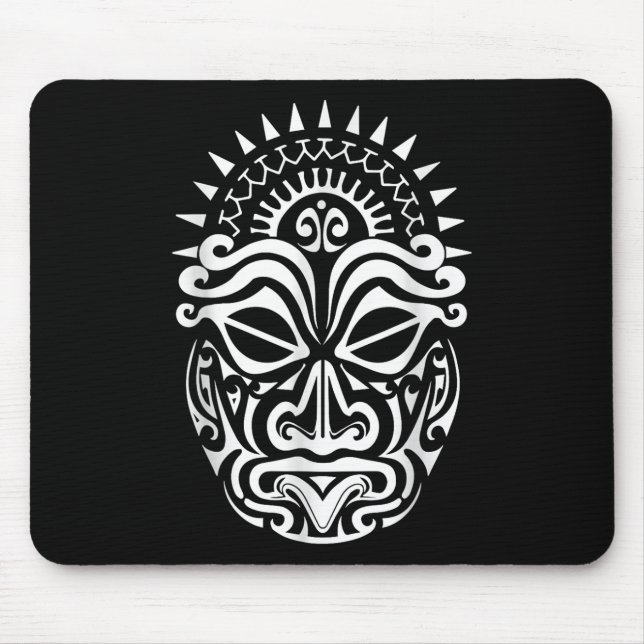 Maori Polynesian Tattoo Haka Dance Face Mask Head  Mouse Mat (Front)