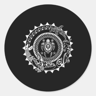 Maori Polynesian Tattoo Orca Dolphin Turtle Scuba  Classic Round Sticker