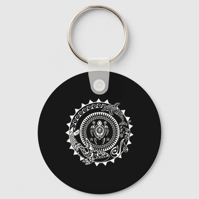 Maori Polynesian Tattoo Orca Dolphin Turtle Scuba  Key Ring (Front)