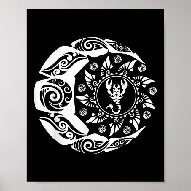 Maori Polynesian Tattoo Scorpion Scorpion Zodiac S Poster (Front)