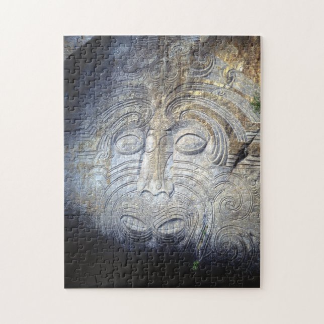 Maori Rock Carving at Mine Bay Lake Taupo Jigsaw Puzzle (Vertical)
